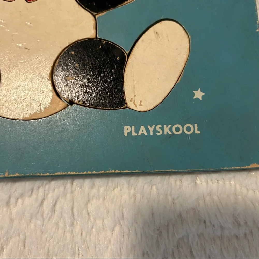Playskool Vintage Kids Puzzle Set Panda Bear & Boy Ride a Cockhorse Horse Kid
